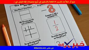 صح أم خطأ عند تقسيم ١٤ قطعة بالتساوي على أربع مجموعات فإنه لايبقى شيء .